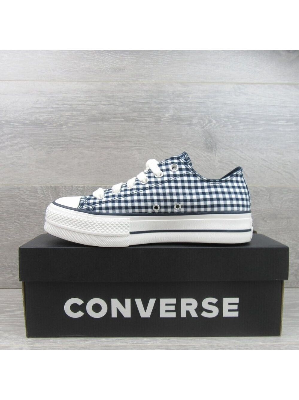 Converse CTAS Lift Platform Gingham Womens Size 8 Obsidian White NEW - Picture 3 of 16